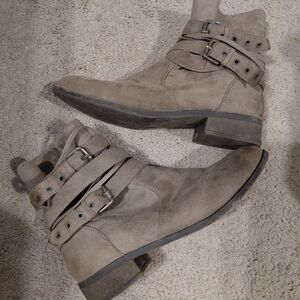 Tiffany & Co. Taupe Ankle Boots with Buckle Detail